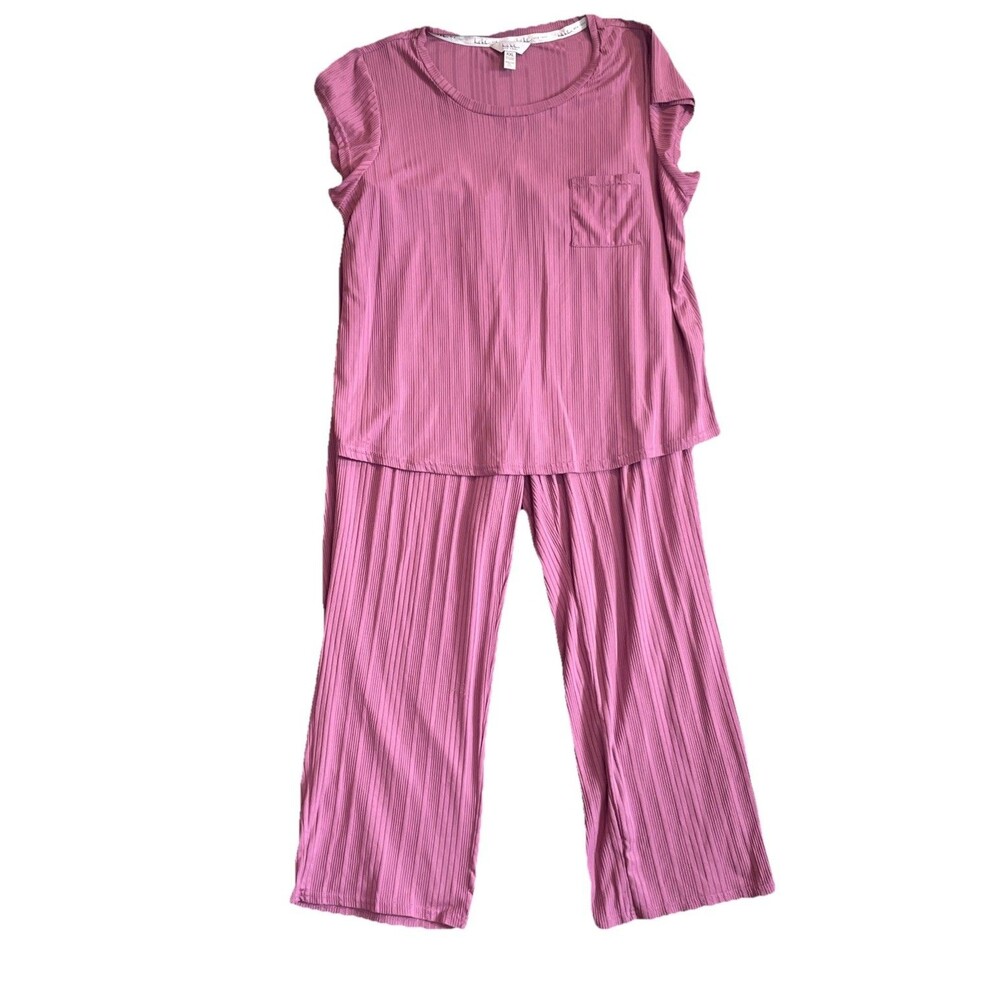 NICOLE MILLER (2 Piece Set) Ribbed Top & Pants Pajamas Women's Sz XXL Dusty Pink
